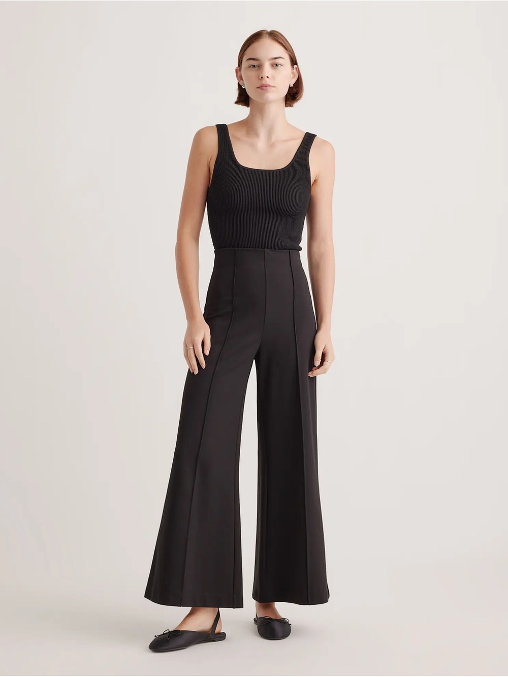 Wide-Leg High-Waist Black Pants